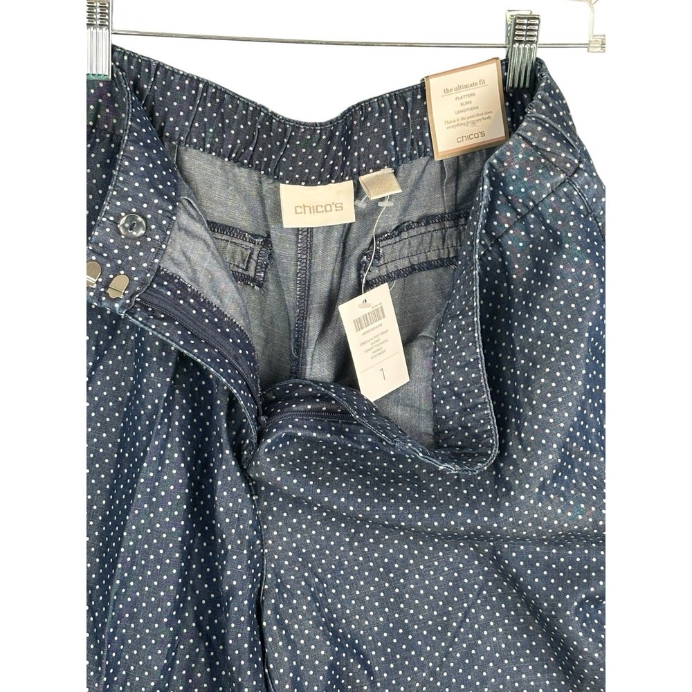Chico's Women's Bermuda Shorts Sz Medium Short Blue Polka Dot‎ Ultimate Fit - Picture 4 of 10